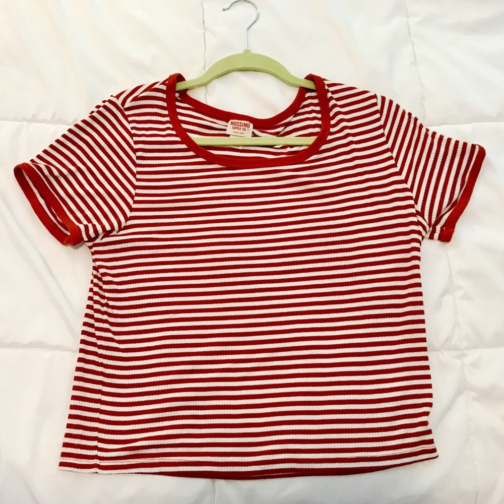 Dark Burnt Orange and White Striped Top